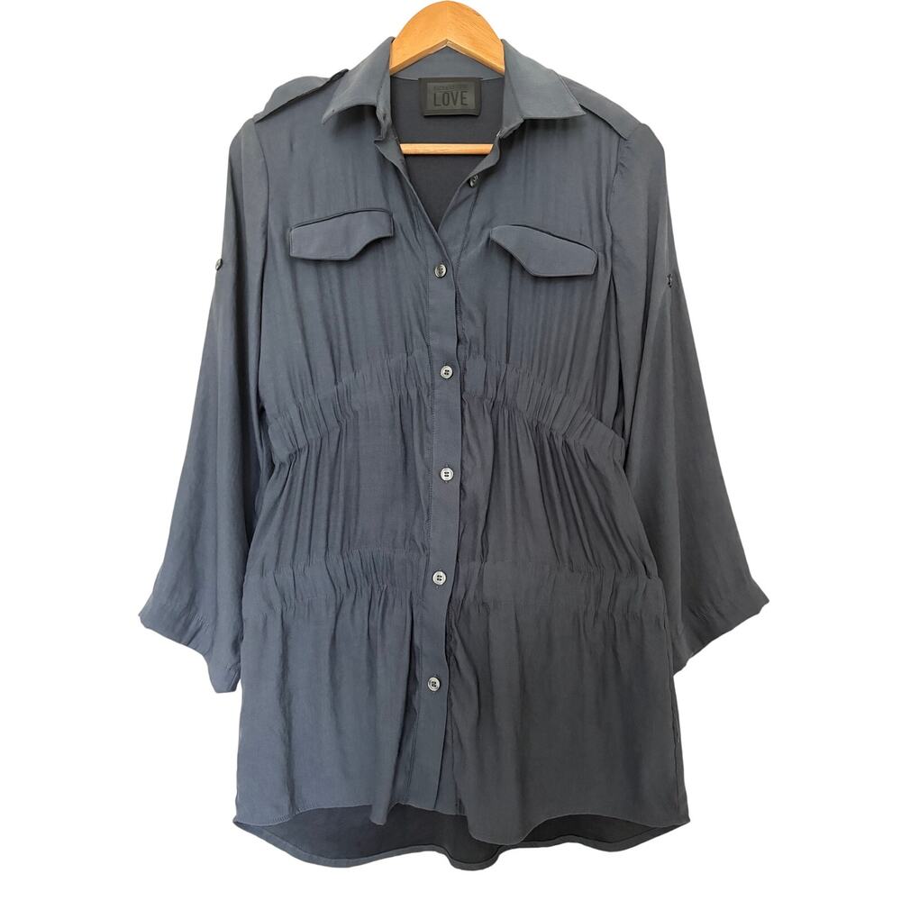Richard Chai Safari Style Button Up Shirt Blouse Gray Size 4